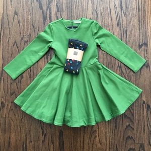 NWT Motoreta Green Alma Dress + Geometric Tights